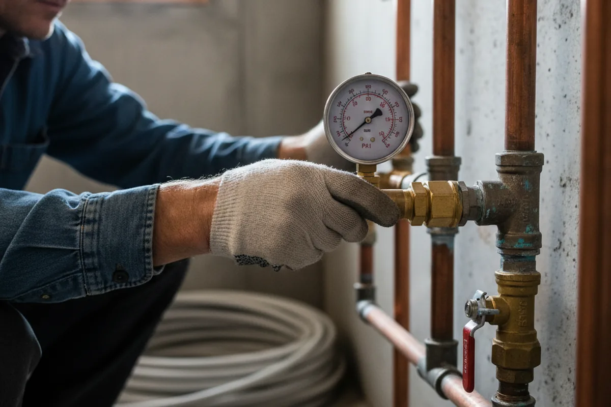 Pressure testing a repaired line during Water Line Repair in Etters